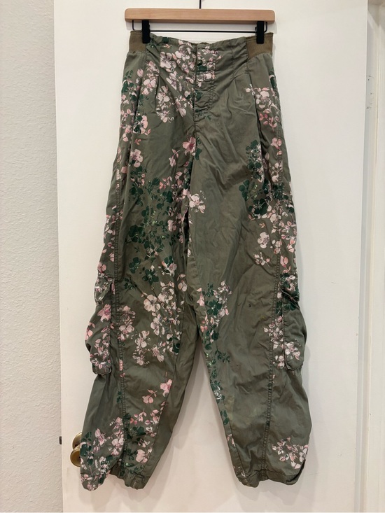 Free People Pants - Free People Olive Green Floral Wide Leg Pants
